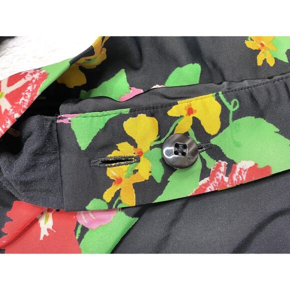 CABI Black Midnight Flowers Drama Wrap Midi Skirt Size Medium Modest #5700 - Picture 6 of 10